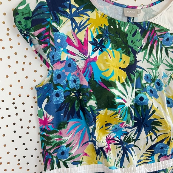 eShakti Tropical Floral Cap Sleeve Sheath Dress - Picture 7 of 16